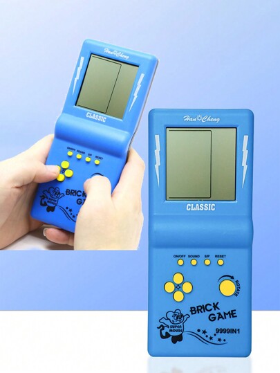 جهاز لعب يدوي كلاسيكي روسي بشاشة كبيرة 1 قطعة مكعبات، جهاز لعب جيب قديم بتصميم كلاسيكي