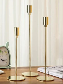 3 pezzi/set dorato stile europeo Supporto per candele, romantico cena tavolo Decorazioni, Decorazione di nozze - Dorato - Visualizzare 2