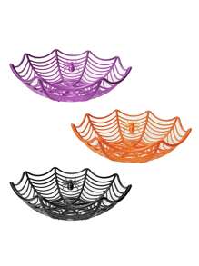 Halloween Candy Basket, Spider Web Design Bowl, Cookie Wrapping Basket, Fruit Plate,prank Ornament, Halloween - Multicolor - View 1