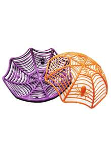 Halloween Candy Basket, Spider Web Design Bowl, Cookie Wrapping Basket, Fruit Plate,prank Ornament, Halloween - Multicolor - View 3