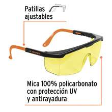 Lentes de seguridad ajustables transparentes, Truper Classic - Café integral - Ver 3