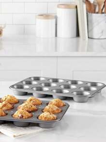 DeTODO Tray Mold For 12 Cupcakes Muffins Non-Stick Pastry - Xám - Xem 4
