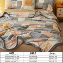 1pc Double-sided Thickened Snowflake Milk Velvet Blanket (single Pack) Soft Comfortable, Moisture-absorbing And Breathable Blanket For Home Office Car, Suitable For All Seasons - Multicolor - View 2