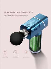 Muscle Fascia Massage Gun Mini Thunder Hammer Electric Massager Handheld Dual Head For Neck, Back, Foot - Blue - View 7