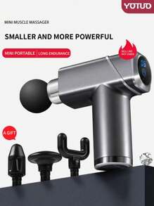 Muscle Fascia Massage Gun Mini Thunder Hammer Electric Massager Handheld Dual Head For Neck, Back, Foot - Blue - View 3