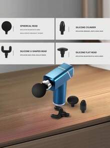 Muscle Fascia Massage Gun Mini Thunder Hammer Electric Massager Handheld Dual Head For Neck, Back, Foot - Blue - View 6