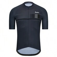 男女通用自行車運動衫 Raudax 經典黑色自行車賽車短袖車手服裝衫 蔓越莓夏季自行車穿著 - 黑色 - 查看 1