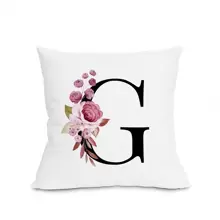 1入花卉和字母系列印花坐墊套,現代極簡設計的桃絨天鵝絨方形枕套,隱藏式拉鍊,適用於客廳沙發臥室床上裝飾 - 彩色 - 查看 8