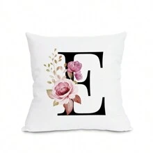 1入花卉和字母系列印花坐墊套,現代極簡設計的桃絨天鵝絨方形枕套,隱藏式拉鍊,適用於客廳沙發臥室床上裝飾 - 彩色 - 查看 9