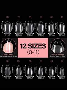 600pcs XXS Short Almond Acrylic Full Cover Sculpted Soft Gel Nail Tips