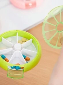 hộp lưu trữ thuốc nhựa mini di động, Hộp khóa thuốc tròn nhiều lưới hàng ngày cho gia đình - màu xanh lá - Xem 1