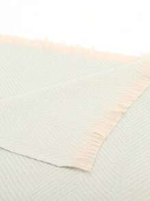 1 Pc Women's Cyan&Camel Herringbone Autumn and Winter Soft and Comfortable thick Cashmere Like all Fashionable Plain Scarf W71*L198CM 215g - Multicolor - View 7