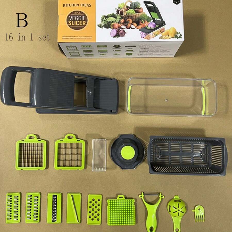 1set Multifunctional Manual Pressing Vegetable Slicer & Cutter For
