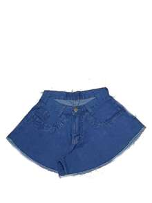 Women Denim Shorts - 藍色 - 查看 3