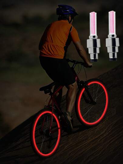 2 piezas Luces para rueda de bicicleta rojas, luces de ciclismo simples de plástico de colores