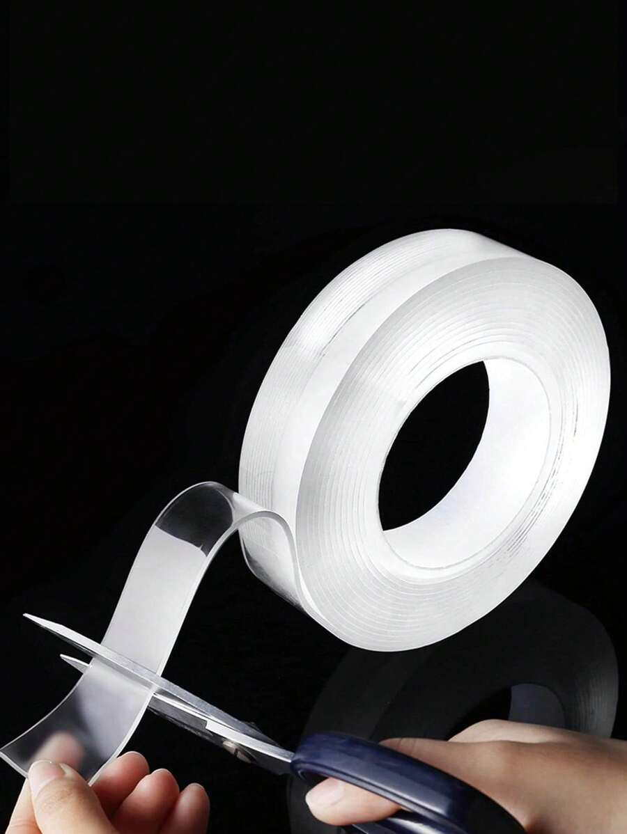 1pc透明纳米胶带可水洗可重复使用双面胶带粘性纳米无痕贴纸可移除万能胶纳米透明胶带亚克力双面胶防水无痕胶耐高温 - 無色 - 查看 1