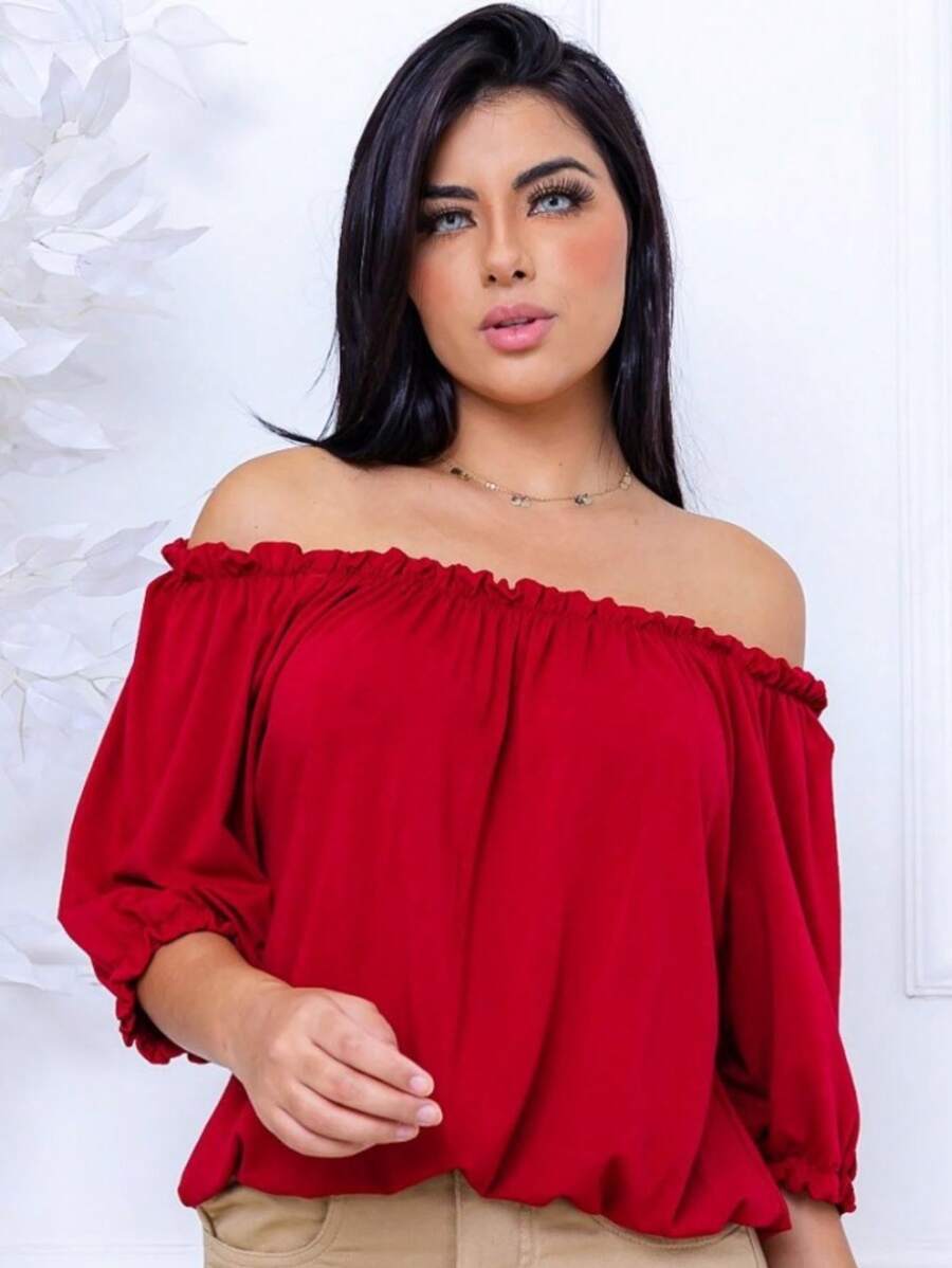 Women Blouses - 紅色 - 查看 1