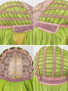 Pelucas De Fibra Resistente Al Calor Con Rizos Y Flequillo En Verde, Pelucas De Cabello De 16 Pulgadas De Longitud Media Para Mujeres Uso Diario En Fiestas - Verde - Ver 8