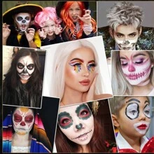 Kit de pintura facial para eventos, dia de los muertos, halloween, evento de disfraz, make up - Multicolor - Ver 4