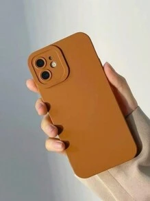 1pc Khaki-color Shockproof Phone Case With Camera Protection Compatible With Iphone