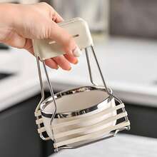 1pc Stainless Steel Anti-Scalding Bowl Holder With Non-Slip Silica Gel Handle For Kitchen Use - Apricot - View 3