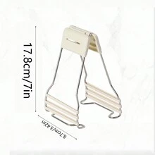 1pc Stainless Steel Anti-Scalding Bowl Holder With Non-Slip Silica Gel Handle For Kitchen Use - Apricot - View 2