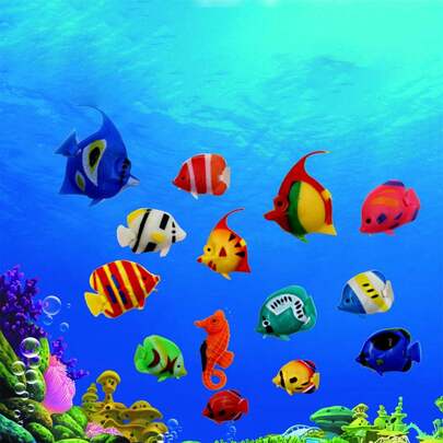 10入組人造魚裝飾用品適用於水族館風景,隨機色