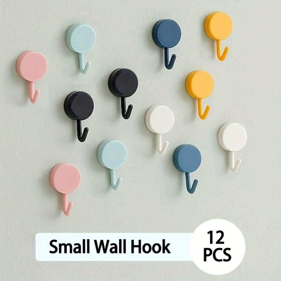12pcs Self Adhesive Hooks Waterproof, Oilproof, Nailfree Wall Hangers