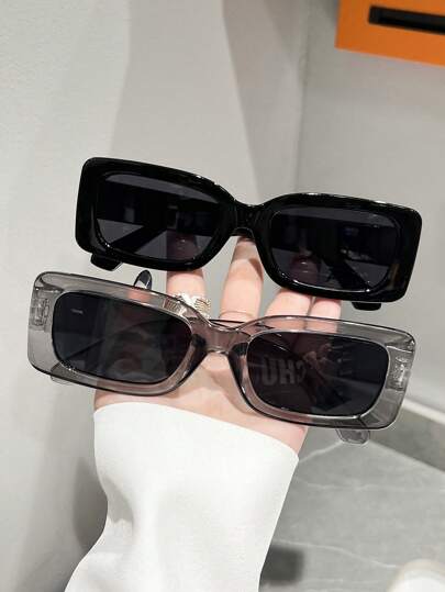 2 Pairs Unisex Rectangular Full Frame Plastic Fashion Glasses, Suitable For Elegant Attire, Travel, Sports, Driving, Holiday Outfits, Beach, Music Festivals, Outings, Summer Accessories, Vacation, Family Trips, Street Style, Sports, Parties, Outdoor Activities, Fishing, Holidays, Vacation