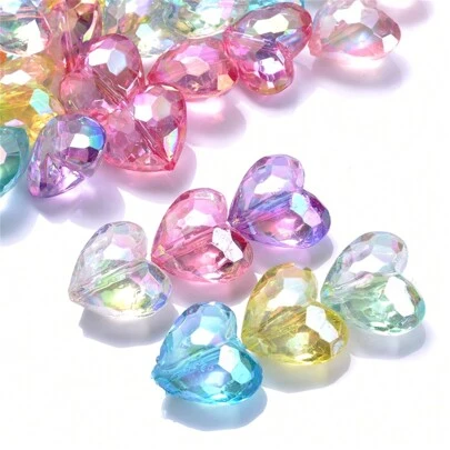 20入組12x19mm亞克力AB顏色透明珠子帶洞DIY首飾製作,心形