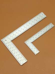 1pc Mini Stainless Steel L-shaped Double Sided High Precision Scale Multifunctional Thick Corner Square With Leather Design - Silver - View 1