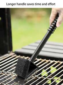 1入bbq燒烤刷,三角長柄刷,三合一鋼絲刷,適用於家庭,戶外露營等地方