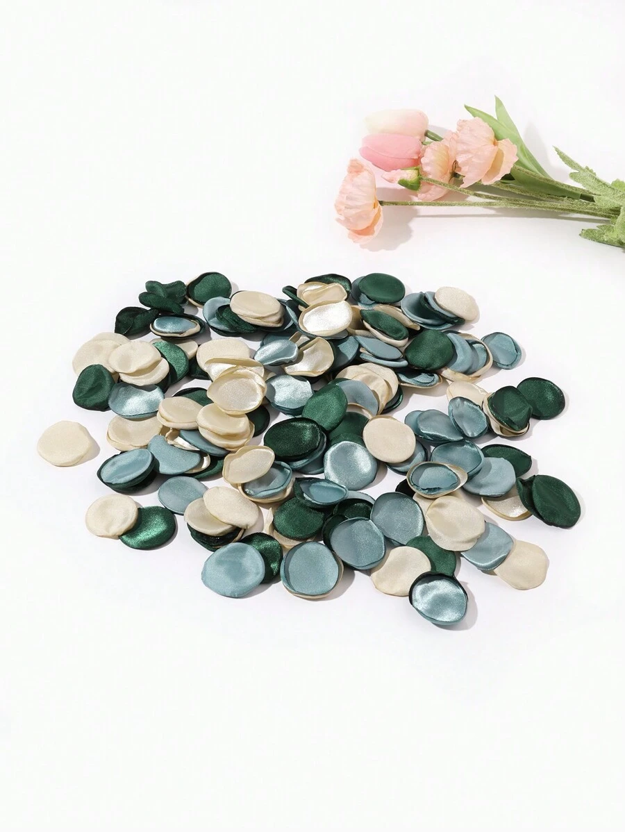 200pcs Mixed Color Artificial Silk Organza Rose Petals For Diy Wedding Party Decoration - Multicolor - View 1