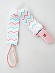 1条带锯齿夹的双面花卉图案奶嘴链，可打开的扣环设计，婴儿磨牙玩具挂绳，防丢绳，磨牙棒防掉落挂绳 - 彩色 - 查看 6