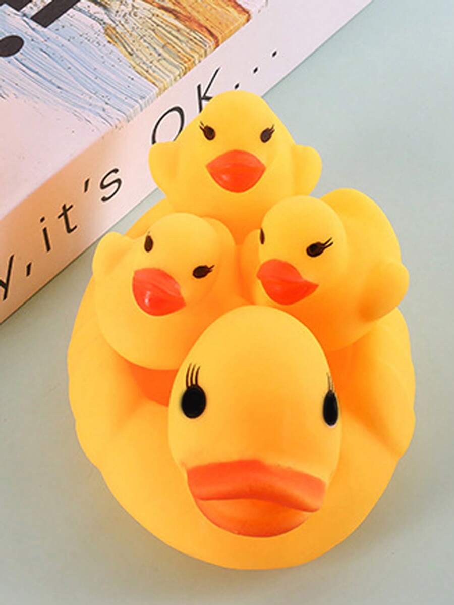 4入組卡通鴨設計寵物磨牙玩具 - 黃色 - 查看 1