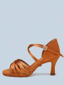 Giày khiêu vũ cao gót quai ngang mắt cá chân thời trang dành cho nữ, thích hợp cho các bữa tiệc, đám cưới, dạ hội, v.v. Có thể phối cùng quần skinny. - màu nâu - Xem 1