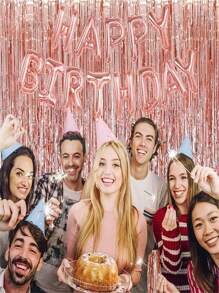 金属箔流苏金属丝窗帘，适用于派对、婚礼和派对淋浴装饰 - 成人、情人节和派对生日派对礼品用品 - 具有优雅设计的照片背景（颜色可能略有不同，请参考收到的实际产品。） - 彩色 - 查看 2