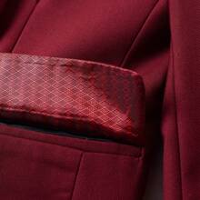 男孩勃艮第四件套西裝套裝，包括西裝外套、褲子、正裝襯衫和領結 - 酒紅色 - 查看 8