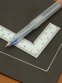 1pc Mini Stainless Steel L-shaped Double Sided High Precision Scale Multifunctional Thick Corner Square With Leather Design - Silver - View 8