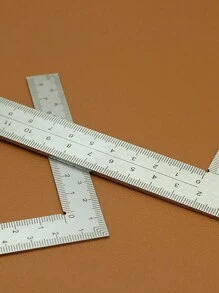 1pc Mini Stainless Steel L-shaped Double Sided High Precision Scale Multifunctional Thick Corner Square With Leather Design - Silver - View 7