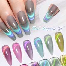 7毫升雙光貓眼磁性凍膠藍色閃粉水晶果凍彩虹磁性凍膠半永久性浸泡式uv Led指甲油 - 藍色 - 查看 5