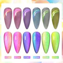7毫升雙光貓眼磁性凍膠藍色閃粉水晶果凍彩虹磁性凍膠半永久性浸泡式uv Led指甲油 - 藍色 - 查看 7