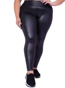 Plus Size Sports Leggings & Pants - 黑色 - 查看 1