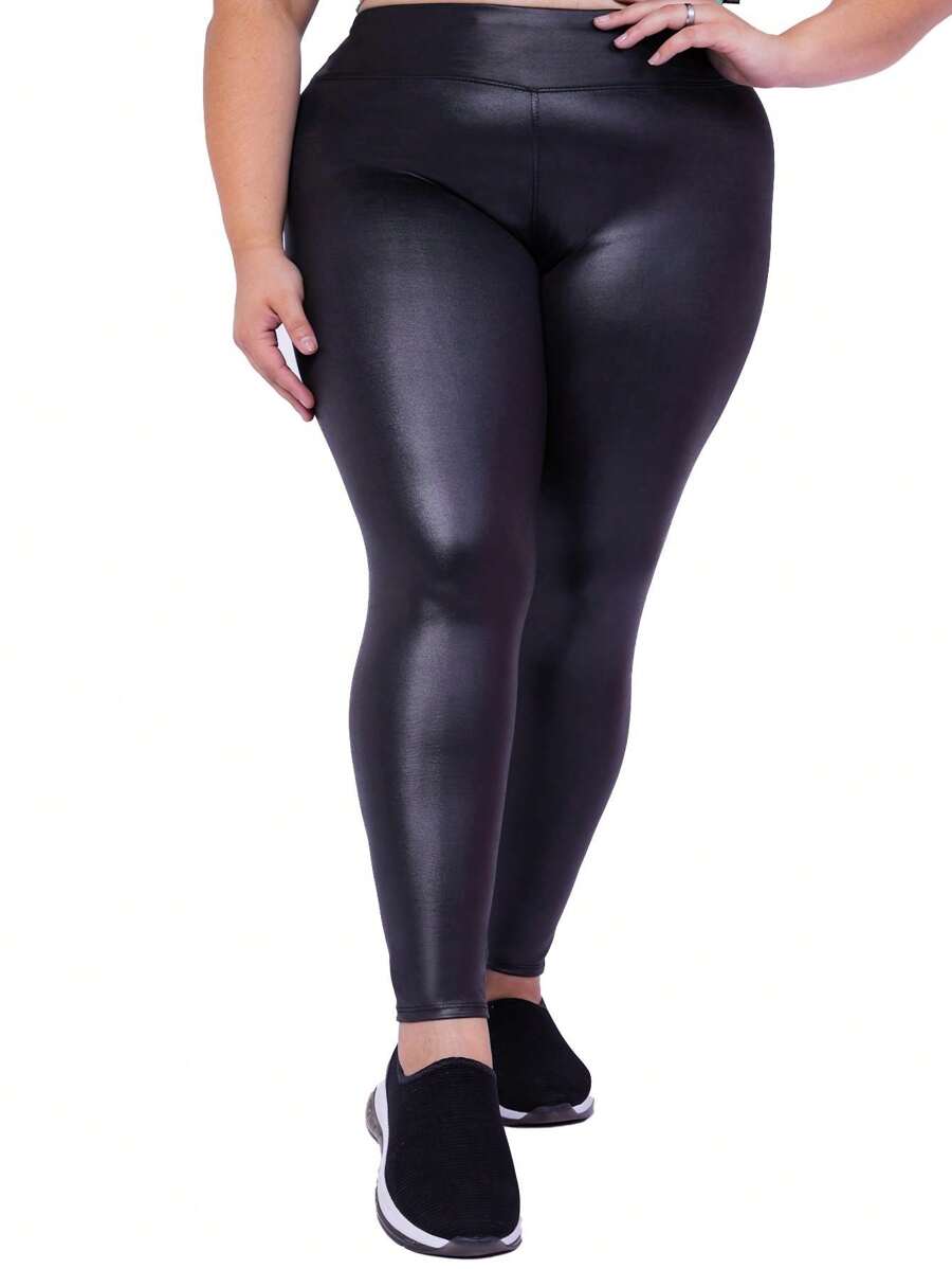 Plus Size Sports Leggings & Pants - 黑色 - 查看 1