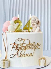 1pc Gold 0-9 Diamond Number Birthday Party Cake Decoration Candle Party Photography Prop Gift Birthday Candle - Gold - View 5