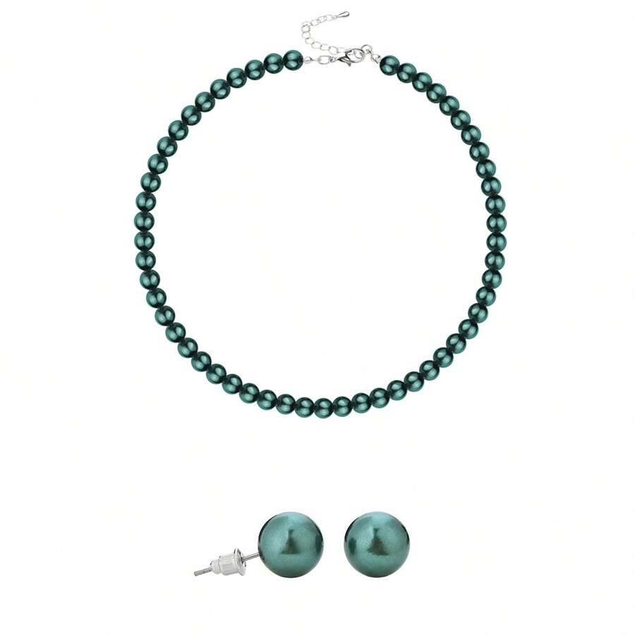 3入組流行的人造珍珠項鍊，耳環和珠寶套裝，適用於婚禮，派對，cosplay，茶會，宴會或其他正式場合