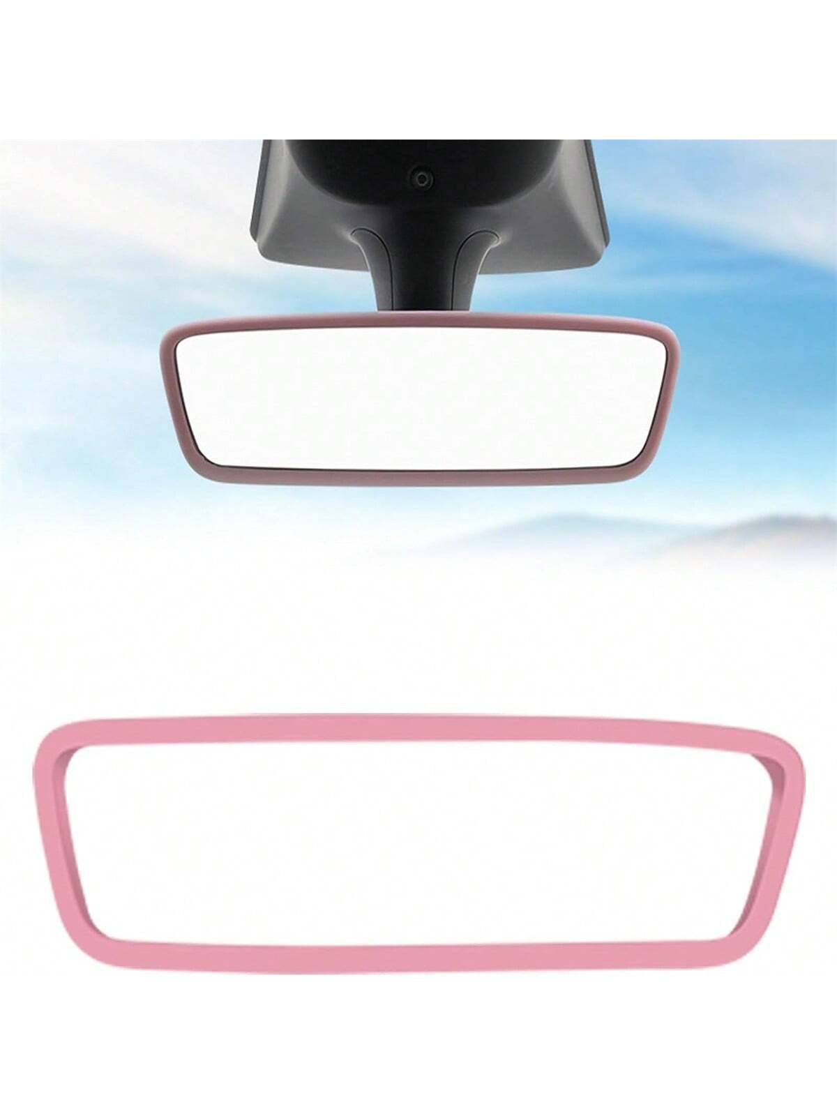 1pc Pink Car Rearview Mirror Silicone Protective Cover, Car Decoration