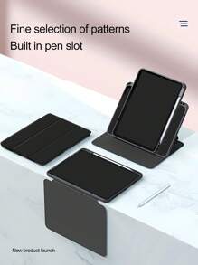 1 件 720° 旋转水晶透明亚克力透明后盖防震保护壳兼容 iPad，支持睡眠/唤醒功能 - 黑色 - 查看 2