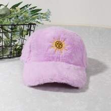 1pc Unisex Colored Rabbit Fur Sun Baseball Cap For Men And Women, Suitable For Daily Wear In Autumn And Winter - Mauve Purple - View 3