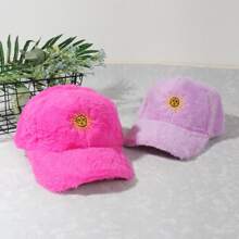 1pc Unisex Colored Rabbit Fur Sun Baseball Cap For Men And Women, Suitable For Daily Wear In Autumn And Winter - Mauve Purple - View 2